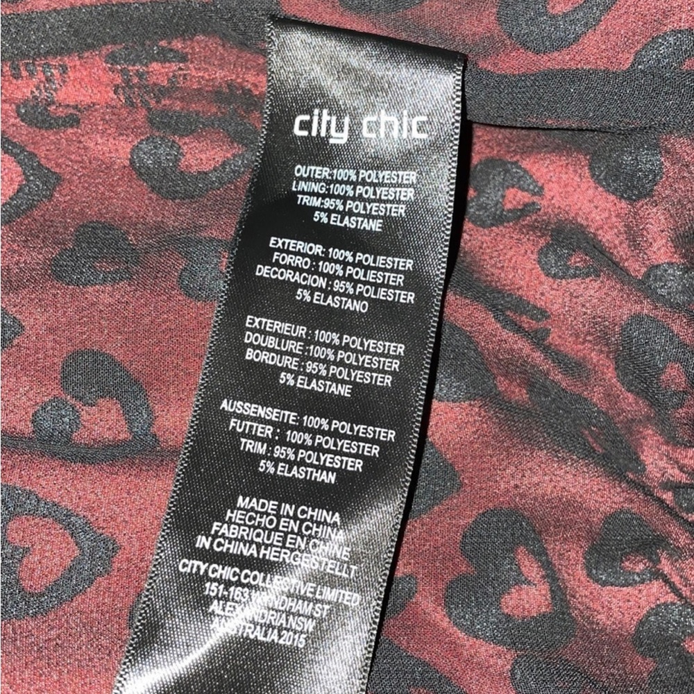 New-City Chic red black One piece lowcut Bodysuit Blouse Top plus 18/M - Picture 8 of 12